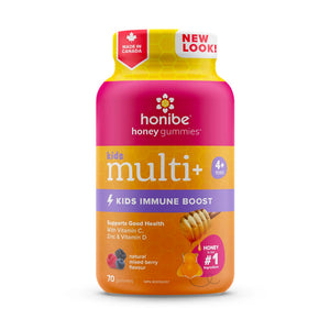 Honibe Kid's Multivitamin + Immune Boost Gummie Bees, new label style