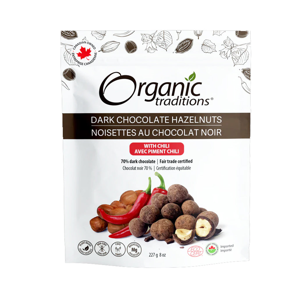 Organic Traditions Dark Chocolate Hazelnuts with Chili