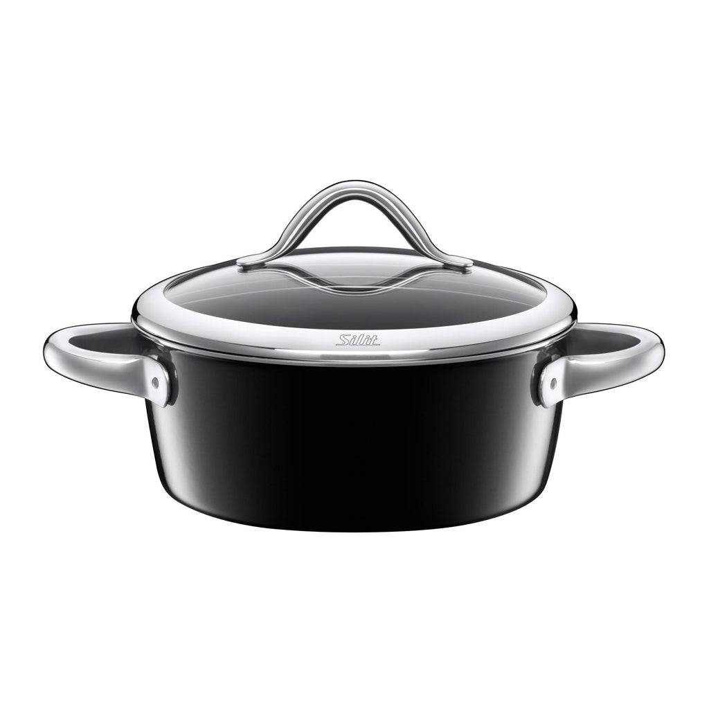 Silit 22cm Diameter Vitaliano Low Casserole Pot, Nero